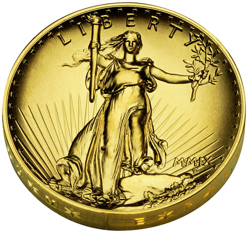 2009 Ultra High Relief DOUBLE EAGLE Gold Coin (Obverse) - Click to ...