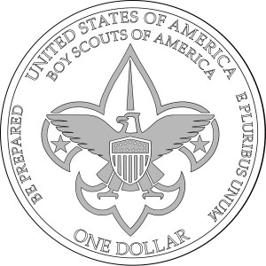 2010 Boy Scout Commemorative Coin Line-Art Reverse - Click to Enlarge