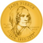 Jane Pierce First Spouse Gold Coin line art obverse Jane Pierce First Spouse Gold Coin line art obverse